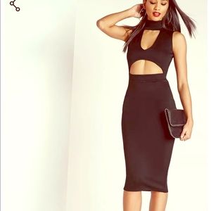 Missguided Choker Plunge Cut Out Midi Dress Black